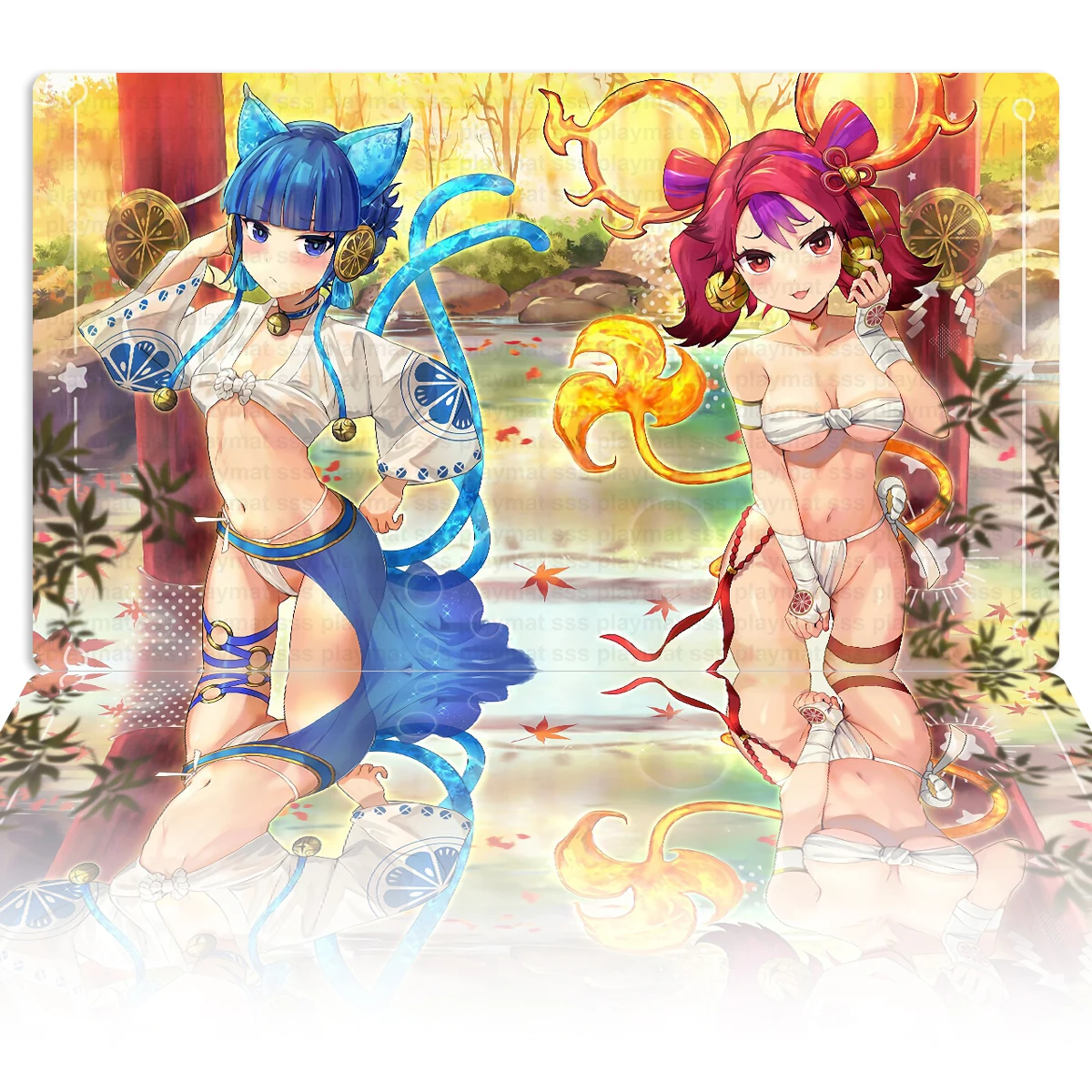 YuGiOh Playmat Ni-Ni The Mirror Mikanko & Ha-Re The Sword Mikanko Mat TCG CCG Board Game Trading Card Game Mat Mouse Pad & Bag