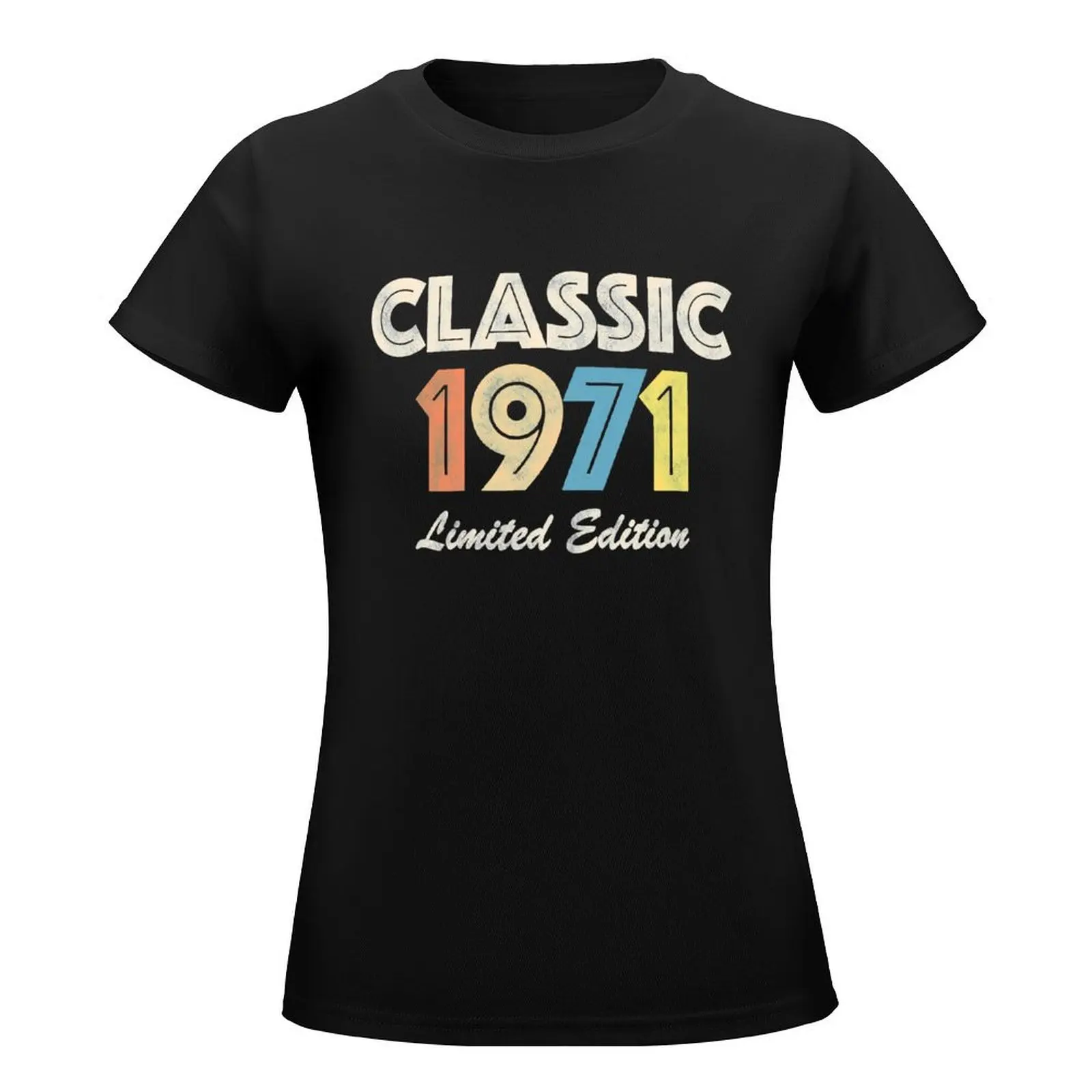 1971 birthday vintage retro T-Shirt summer tops kawaii clothes rock and roll t shirts for Women