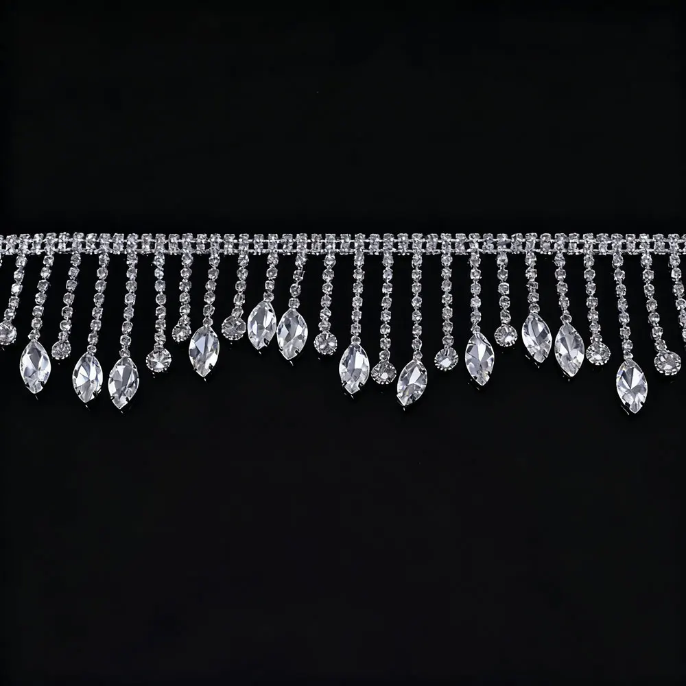 CUIER 1 ياردة حفلة الكرة ديكور حجر الراين شرابة قلادة فستان زفاف لافتة للنظر ملحق تصميم إكسسوارات الملابس الفاخرة