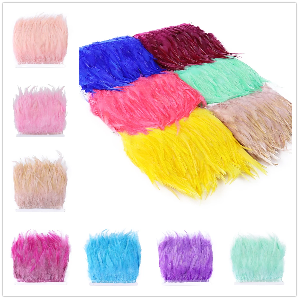 1 meter Natural Saddle Pheasant Feather Trim Multi-color Cock Fringe for Dress Crafts Home Decorations Rooster Plume Selvage