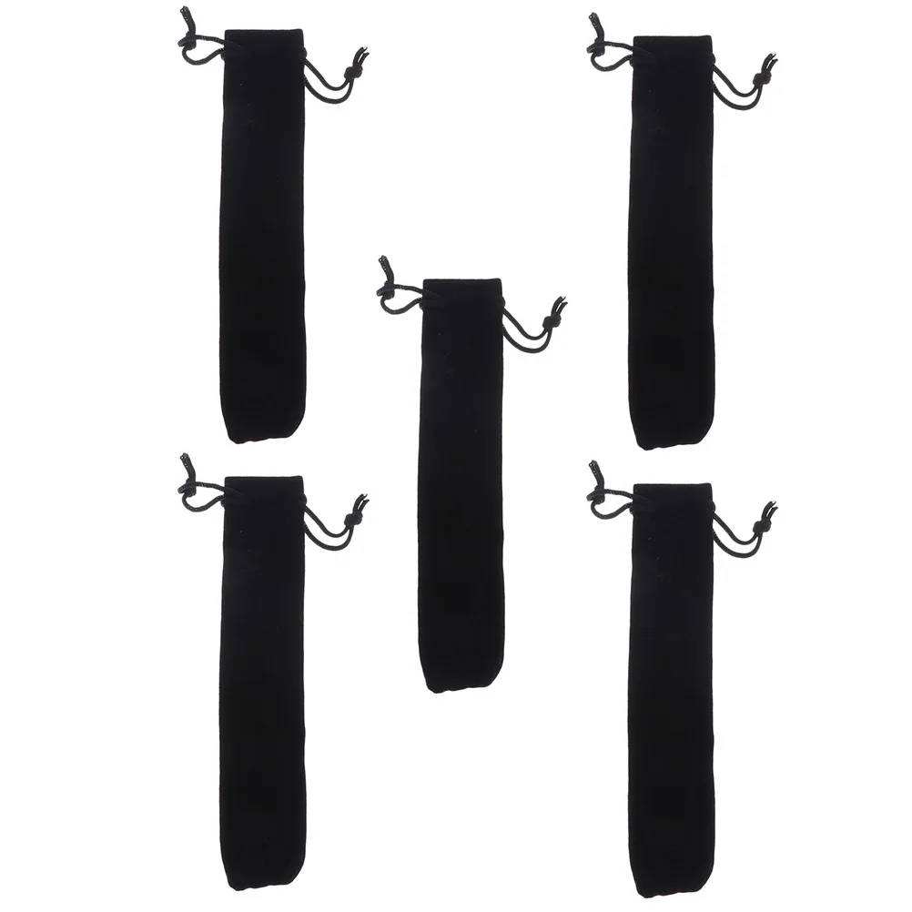 

5 Pcs Pen Case Flannelette Wrapping Bag Single Holder Pencil Pouch for Men Black