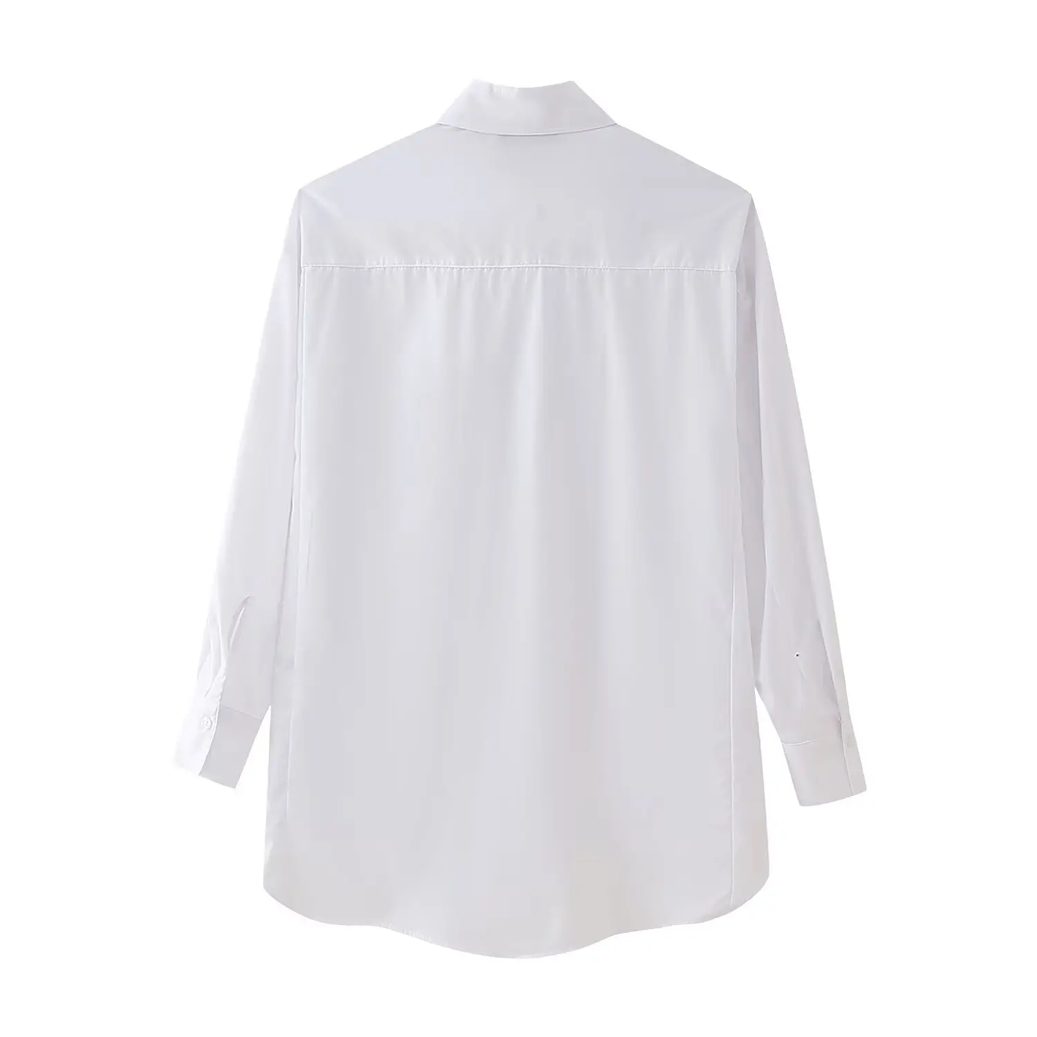 Willshela Women Fashion White Loose Shirt Lapel Collar Long Sleeves Front Pocket Female Chic Lady Casual Tops Blouse