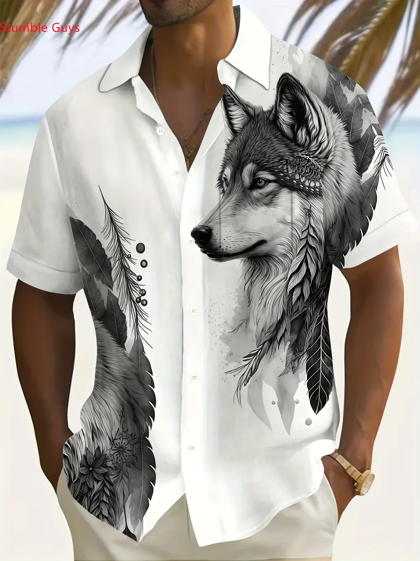 

Summer Fashion Men's Hawaiian Shirt Man Short Sleeve Vibrant Party Print Loose Fit Lightweight Beach Outfit Tops