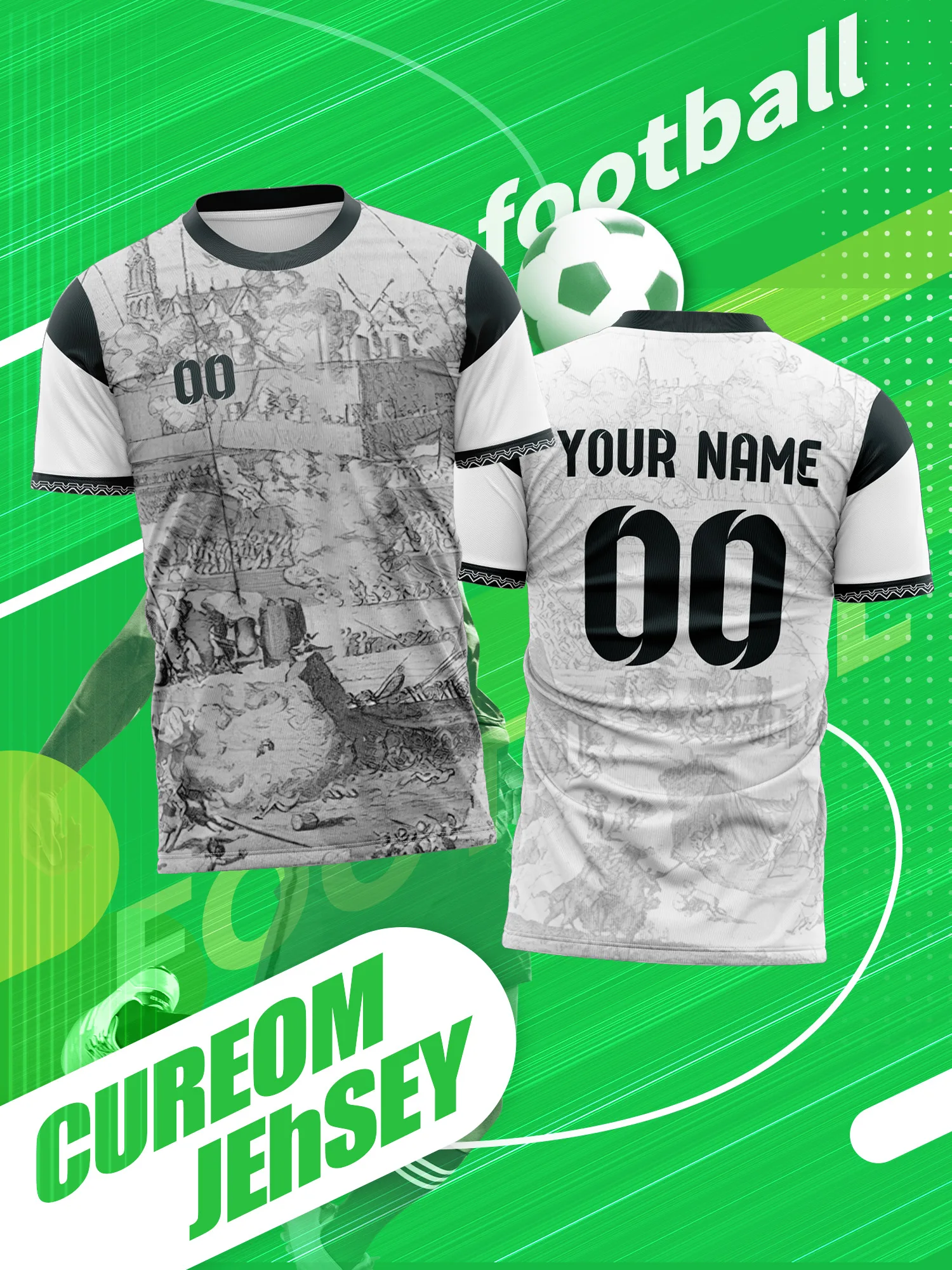 Camiseta de Fútbol Personalizada con Imagen, Número y Nombre, Uniforme de Campeonato Interurbano, Ropa Deportiva Resistente para Trofeos de Fútbol