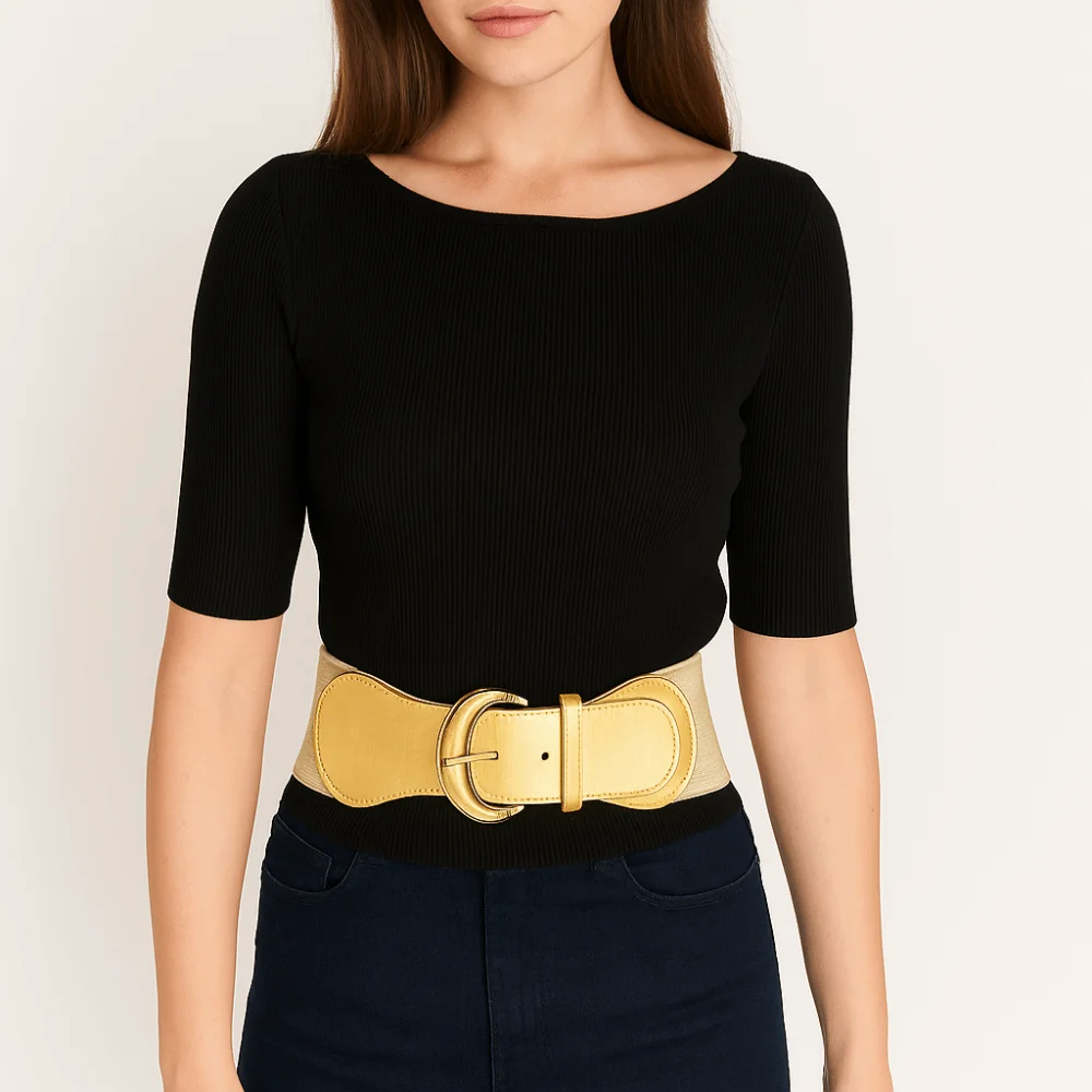 เข็มขัดคาดเอวผ้า PU ยืดหยุ่นลายเสือดาว เอวสูงสำหรับผู้หญิง อุปกรณ์เสริมเสื้อผ้า