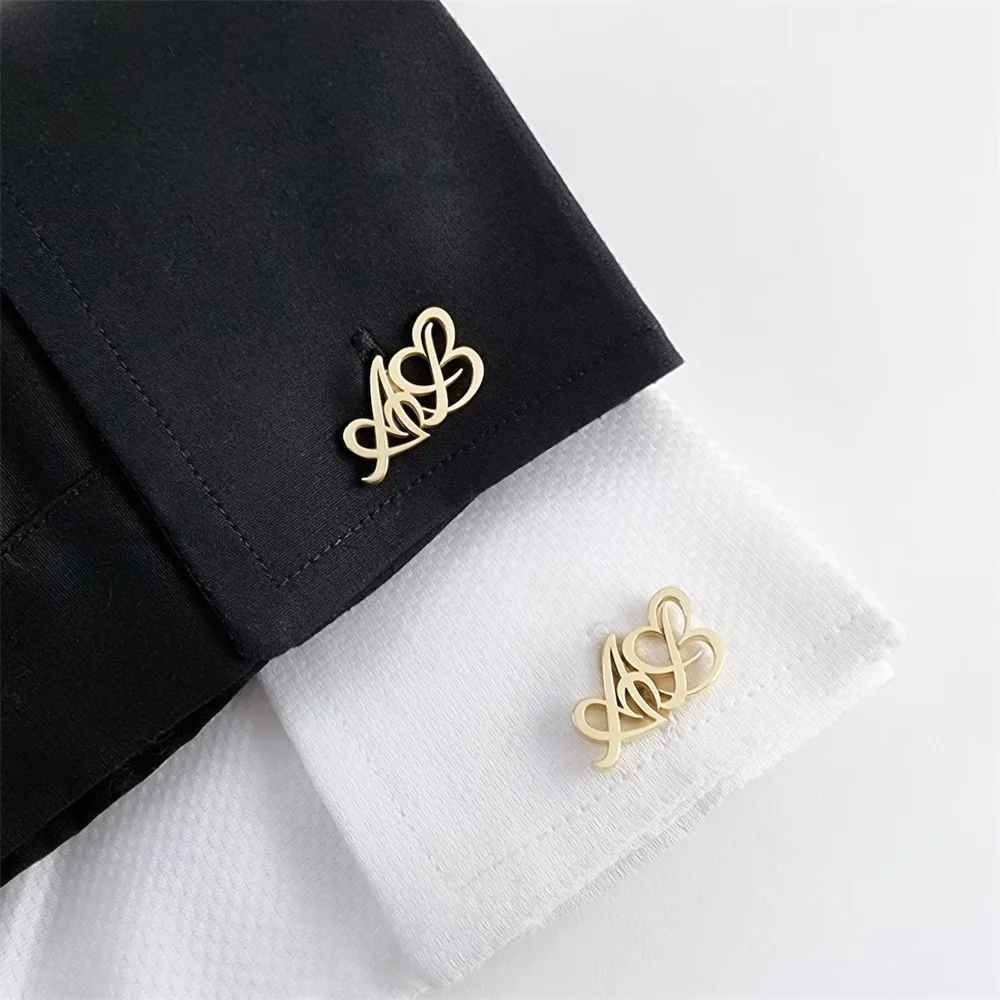 Custom Initials Cufflinks for Men Wedding Groom Suit Buttons Gentleman Cufflinks Personalize Cufflinks for Men's Accessories