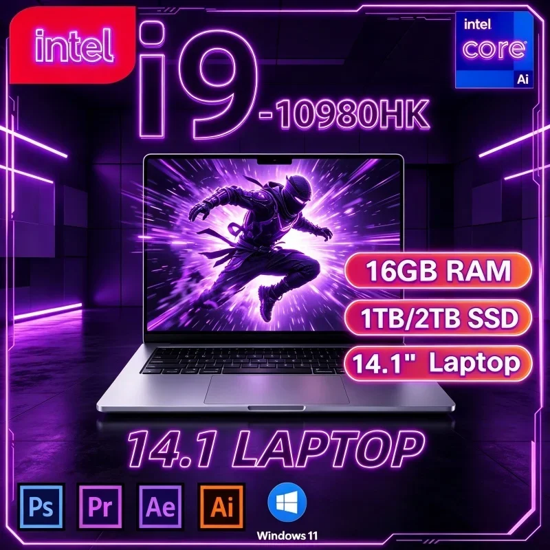 Hot New Intel I9‑10980HK 2026 14.1 Inch Gaming Office Notebook 16GB 32GB 2TB SSD Windows 11