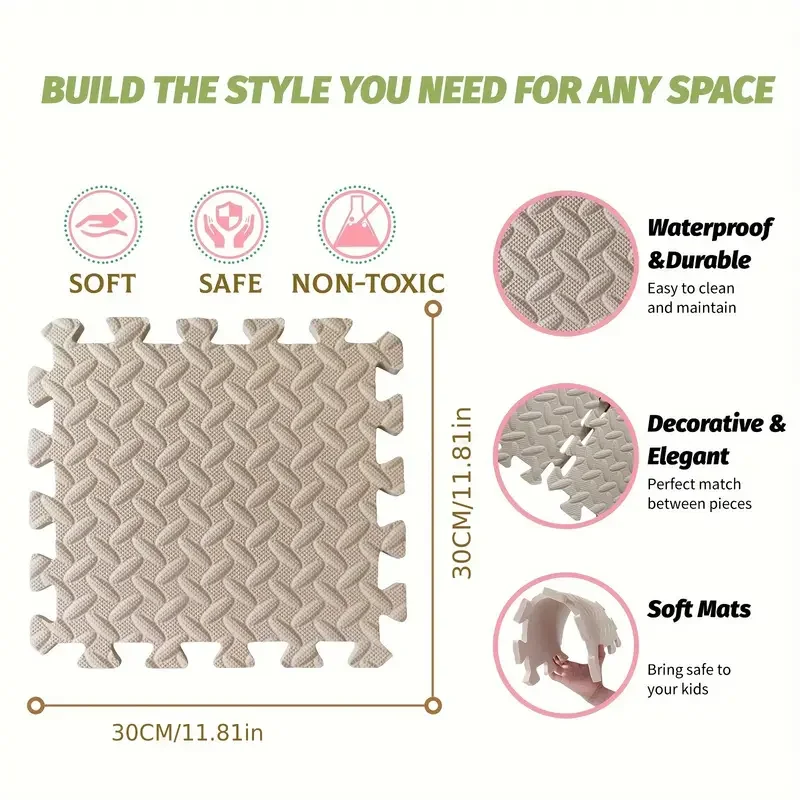 16 Piece Leaf Pattern Floor Carpet Interlocking Foam Puzzle Crawling MatSoft Non Slip Children's Play Mat Living Room Floors