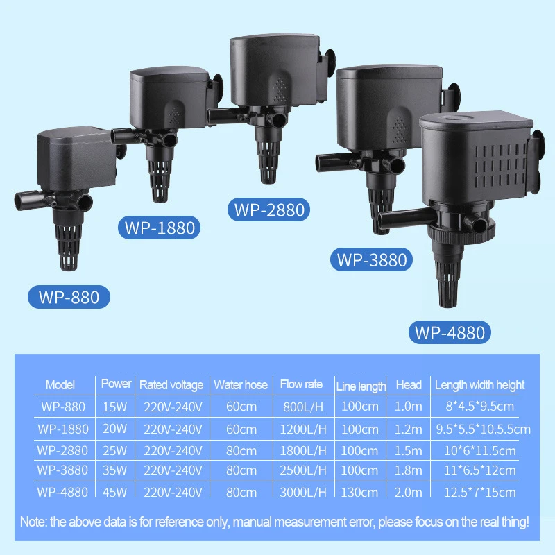 SOBO Silent Aquarium Water Pump WP-880 Three-in-One Submersible Pump Fish Tank Filter Circulation Pump Oxygen Pump