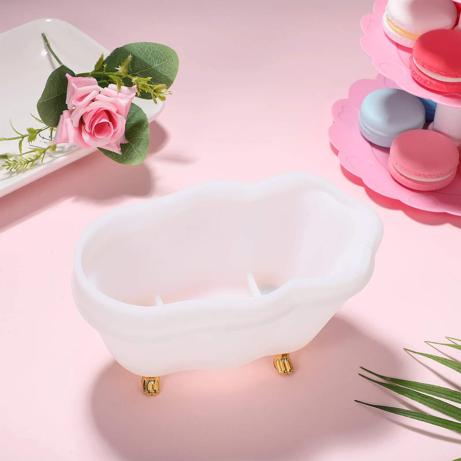 

Silicone Bathtub Resin Mold Epoxy Casting Craft Set with Support Legs and Screws for DIY Storage Containers Epoxy Molds