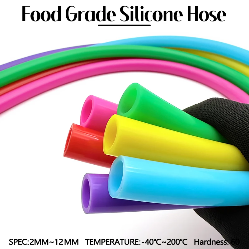 Food Grade Colorful Silicone Tube Odorless Flexible Anti-Aging Water Pipe ID2-16mm for Water Beverage Brewing Home Appliance