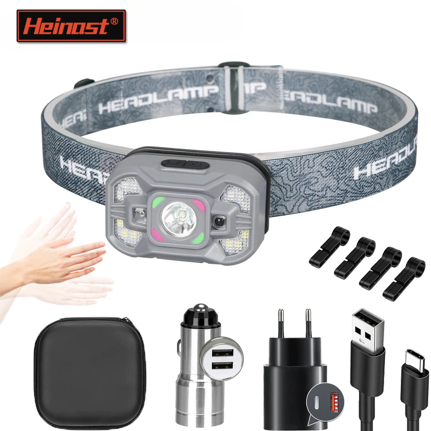 

LED Sensor Headlamp Built-in Battery UsB Rechargeable Head Flashlight Headlight LED Head Torch camping Fishing search Light