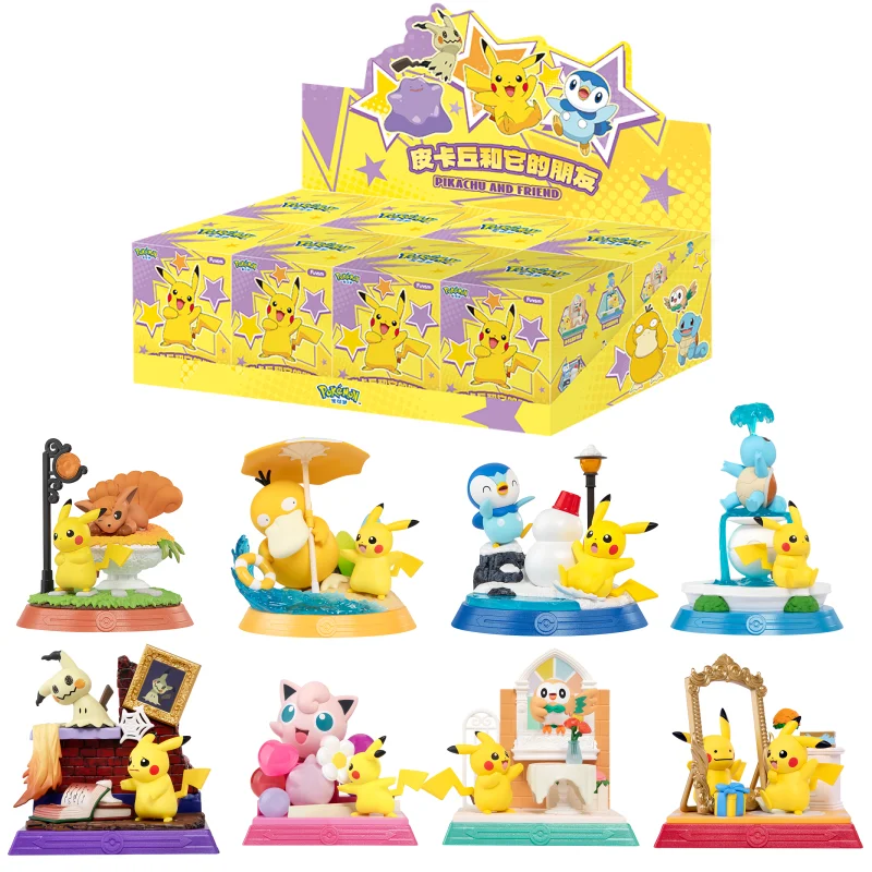 funism-オリジナル本物のポケモンピカチュウとその仲間たちシリーズブラインドボックスアニメアクションフィギュアピプルプサイダックモデルおもちゃギフト