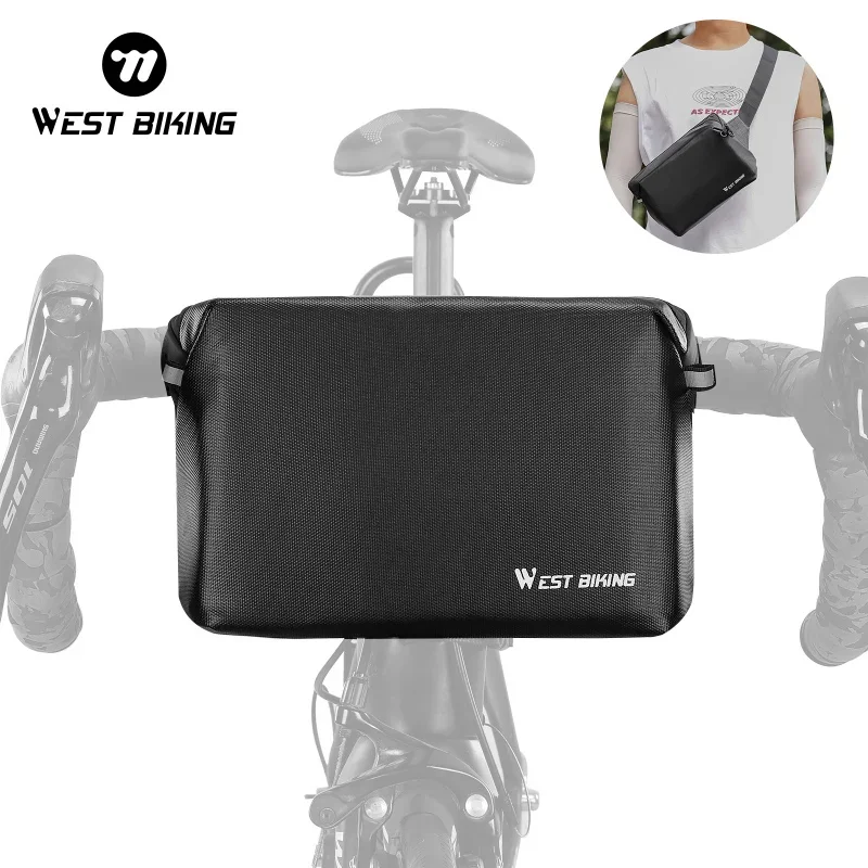 WEST BIKING Multifunctional Bike Handlebar Bag Electric Scooter Front Pocket Shoulder Chest Bag MTB Road Cycling Accessories