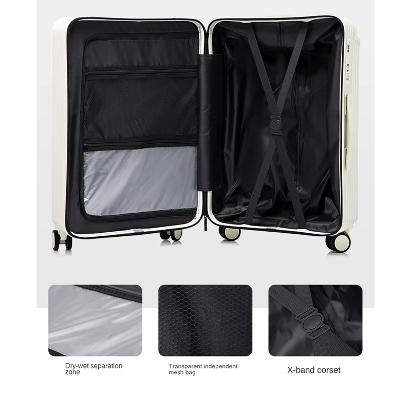 Wide Handle Suitcase 2025 New Model Multifunctional Suitcase Trolley  Large Capacity Luggage Sturdy Durable Zipper Travel Case