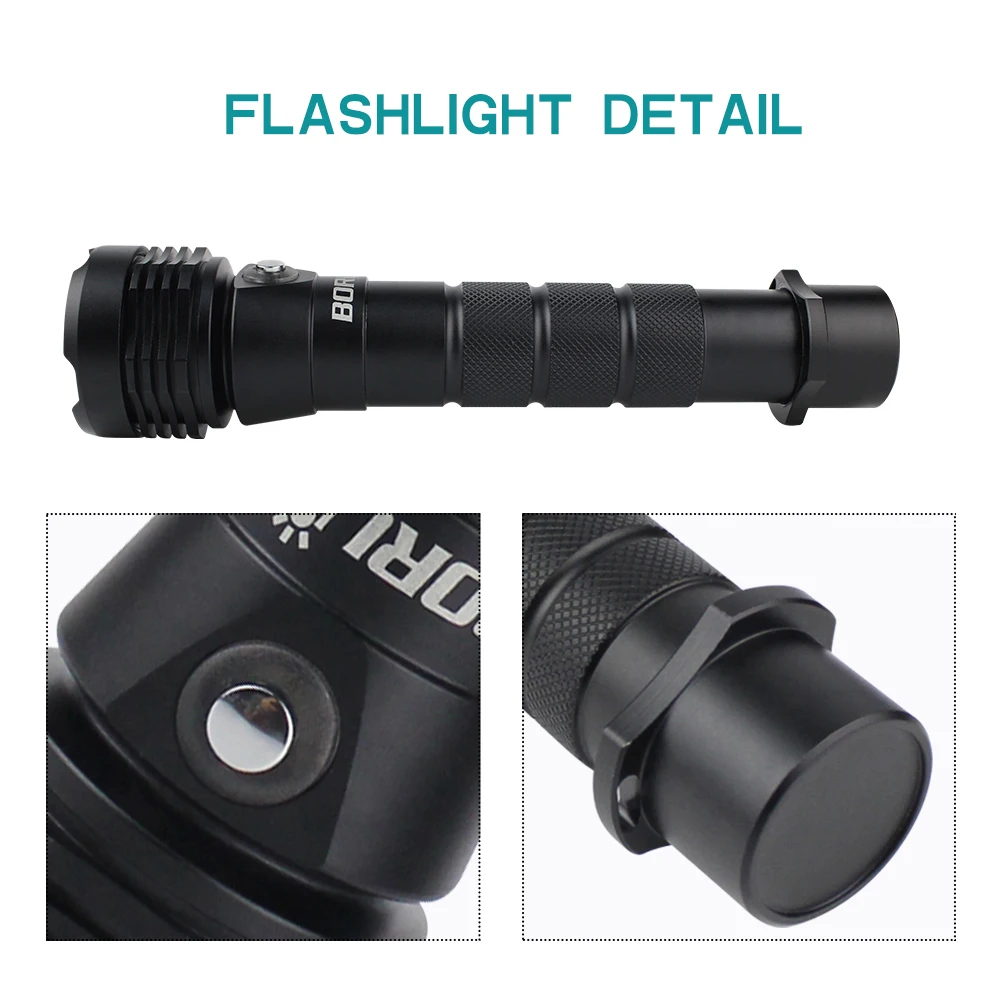 BORUiT M52 3000LM Diving Flashlight Underwater 80M Professional Scuba Diving Light Submersible Lighting At Night Submersible