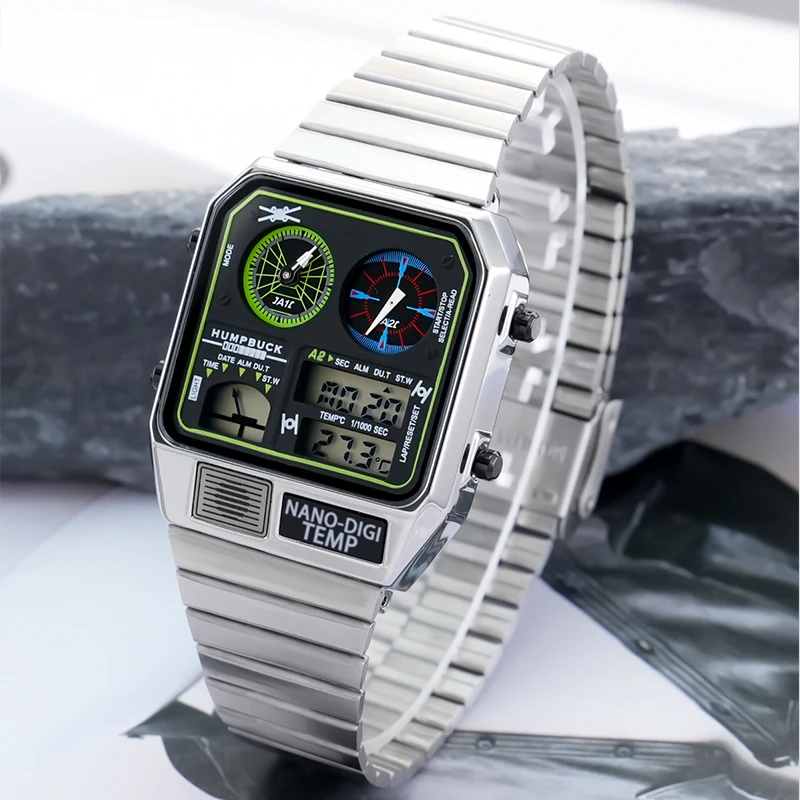 Luxury Waterproof Retro Digital Stainless Steel Sports Watches Men Women Electronic Wrist Watch Clock