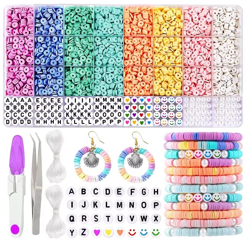 

3860PCS Flat Clay Beads Bracelet Making Kit Acrylic Letter Beads Kit for Friendship Bracelets Jewelry Making DIY Crafts Gifts