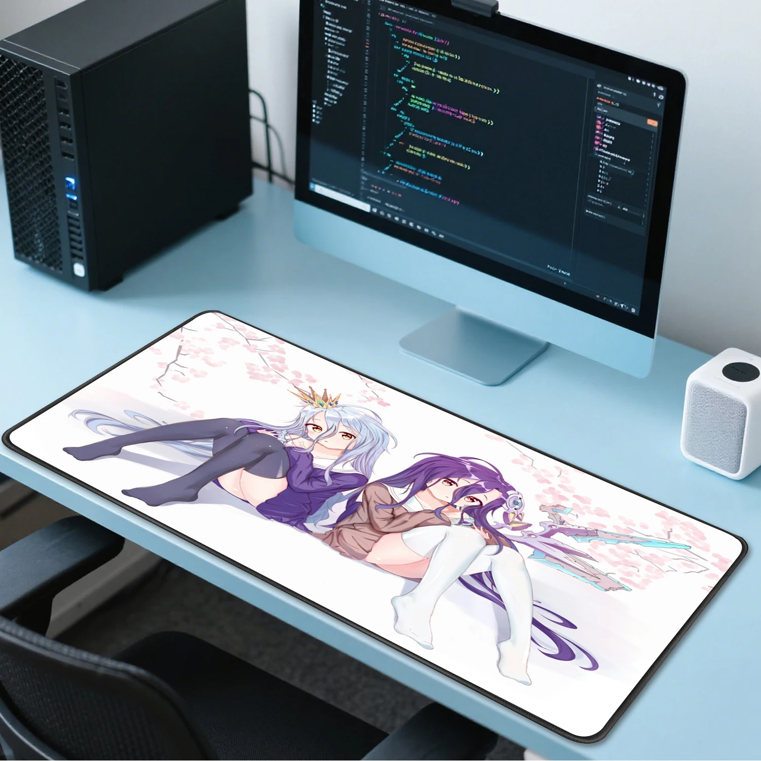 Alas Mouse Besar Anime Jepang Alas Meja Gadis Kawaii No Game Life Alas Karet Anti Selip Alas Mouse Keyboard Komputer Besar