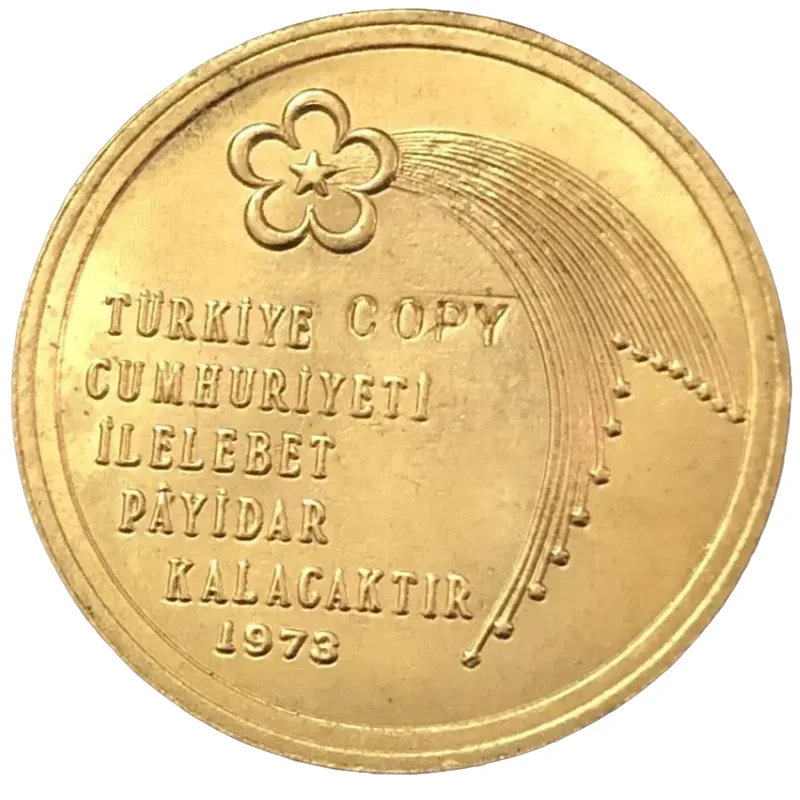 

1973 Turkey 500 Lira Republic Gold Copy Coin