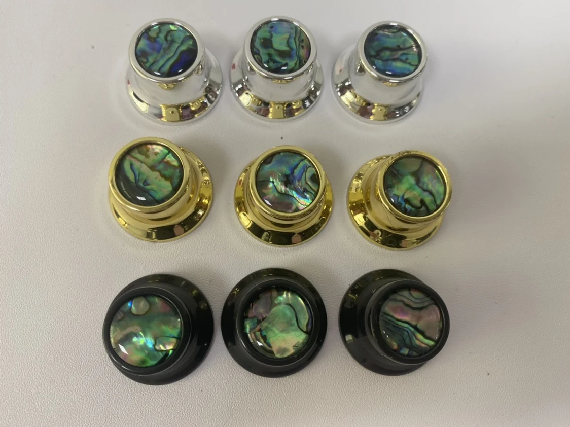 

6mm Abalone Top Guitar Knobs UFO Shape Chrome/Black/Gold Guitar Bass Knobs Strat Plastic Knobs for Shaft Pots Guitar Accessories