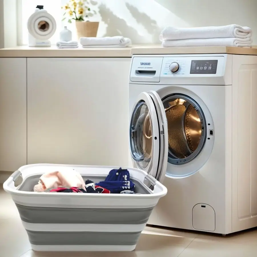 

Набор из 42 л из 2 складных пластиковых корзин для белья, складной всплывающий контейнер для хранения, органайзер, портативная ванна для стирки, экономия места, ха