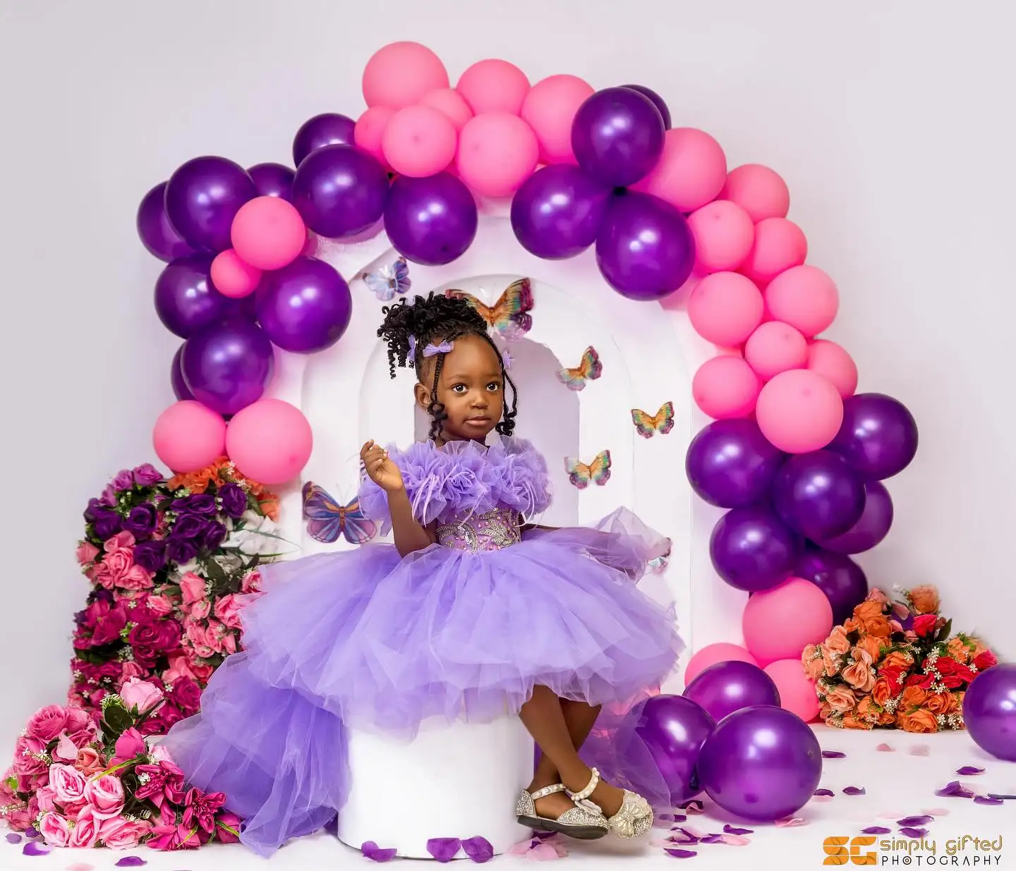 

Custom Purple High-Low Children's Birthday Dress Beaded Ruffle Flower Girl Dress Baby Girl Wedding Dress