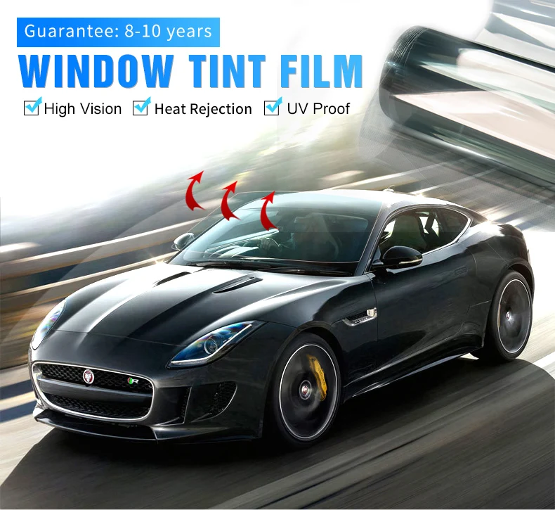 2PLY Autoruit Tint Film 30m Roll Solar UV Bescherming voor Voertuigen Donker Zwart 10% VLT Fabriek Groothandelsprijs