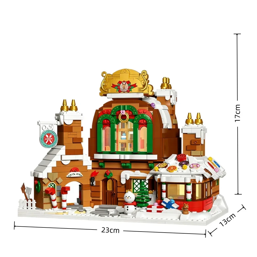 Regalo de Navidad Casa de pan de jengibre Mini juguetes de bloques de construcción-ótimo para regalos navideños para niños, Navidad DIY y decoración del hogar, juguete de rompecabezas