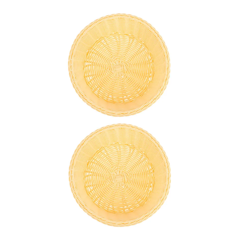 

2Pcs Plastic Handwoven Fruit Basket Storage Basket Kitchen Snack Holder Decorative Home Organizer Fruit Holder