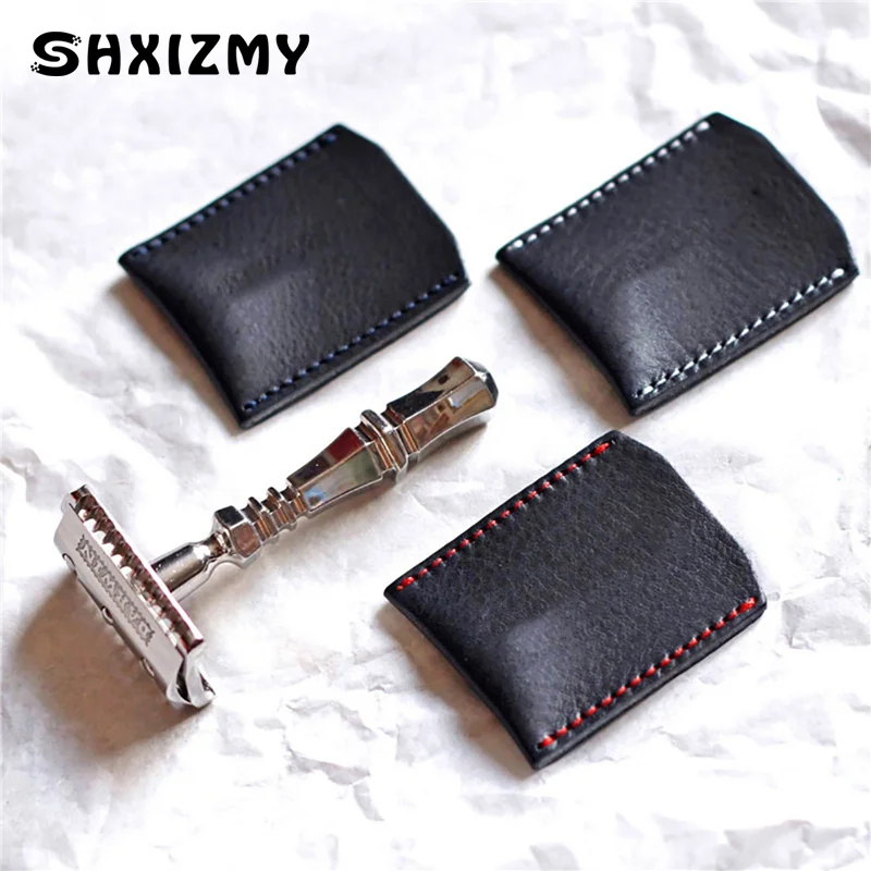 

1PC Double Edge Safety Razor Head Sleeve Protective Case Leather Without Razor