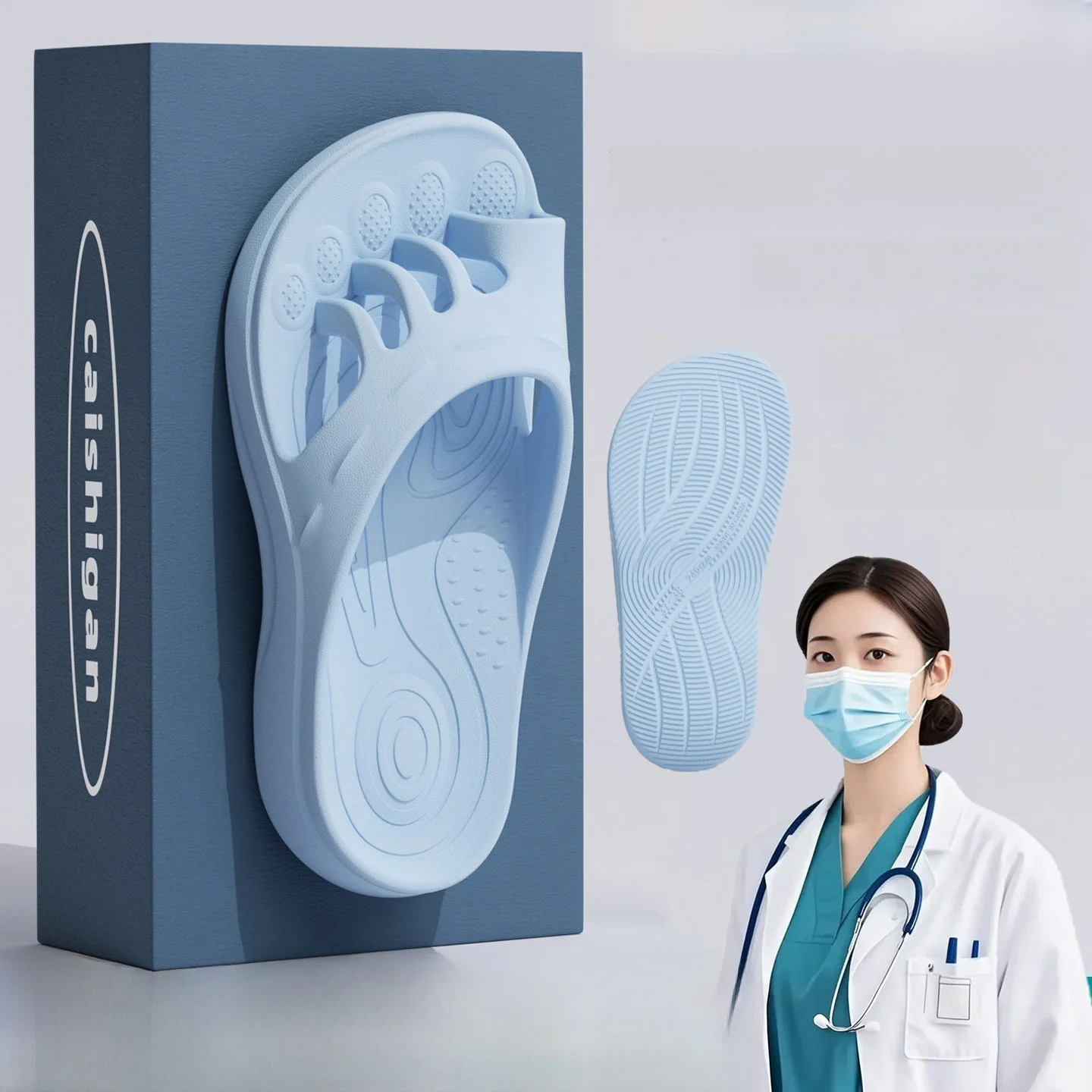 Women's Five-Finger Slippers Home Summer Anti-Slip Massage Arch Support Separate Toe High Traction EVA Home Slippers