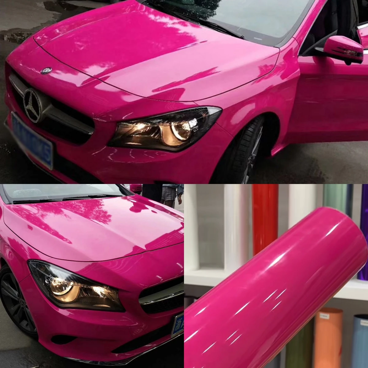Gloss Rose Red Car Body Film Stretchable Premium PET Air Release Easy to Install Auto Vinyl removable Car Wrap