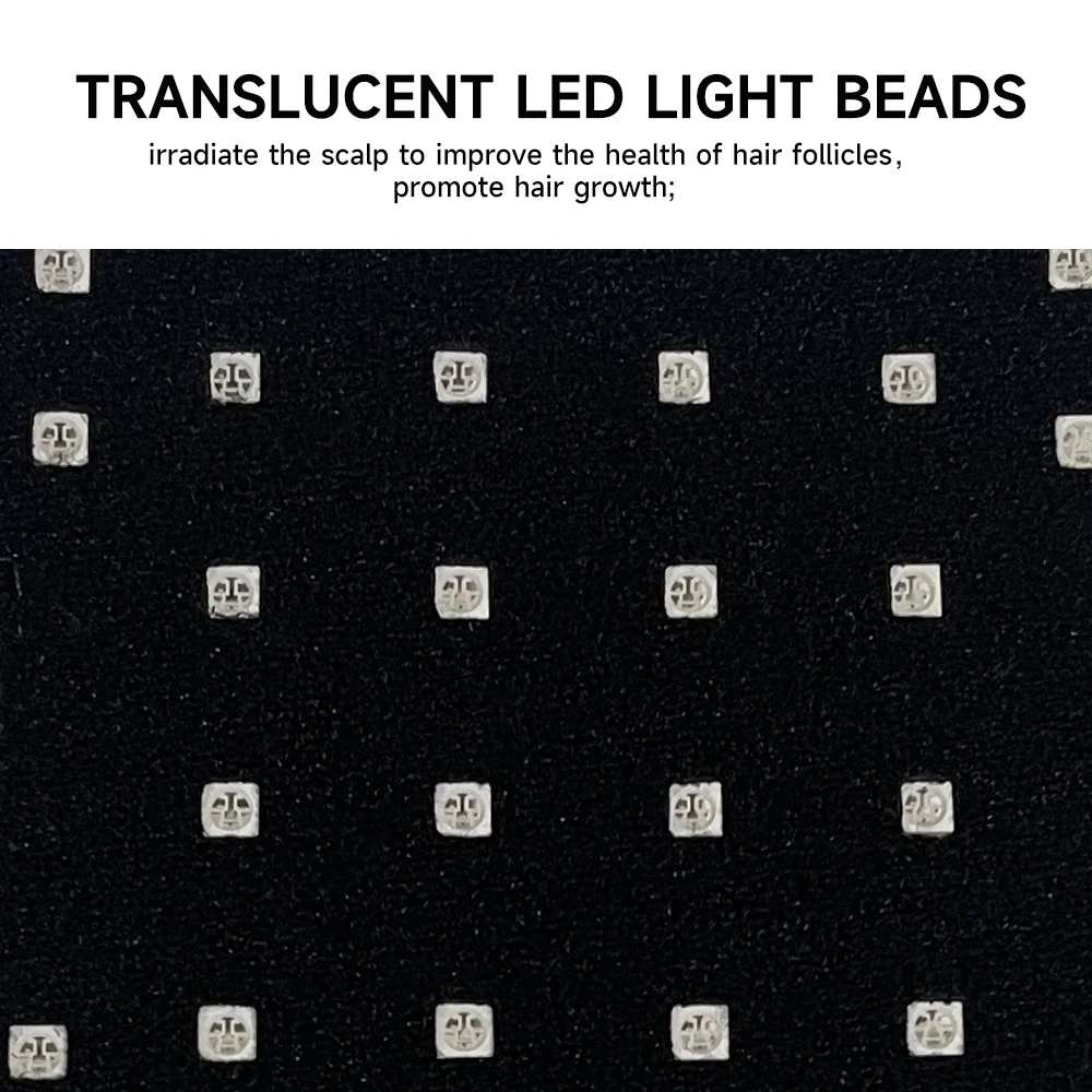 หมวกบำบัดผมด้วยแสงสีแดง 660nm&850nm 4 หลอด LED แผ่นรองถอดได้ ผ่อนคลายหนังศีรษะ ป้องกันผมร่วง หมวกอินฟราเรดไร้สายแบบแบน