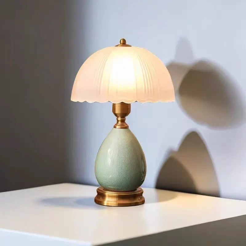 

Ceramic Induction Table Lamp Energy Saving Retro Bedroom Decorative Bedside Led Lights Simple Master Bedroom Bedside Table Lamp