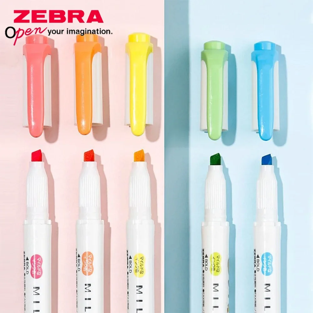 1PC Japan ZEBRA WKT7 New Mild Liner Double Tip Highlighter Color Markers Kawaii Stationery Back To School Highlighter Pen