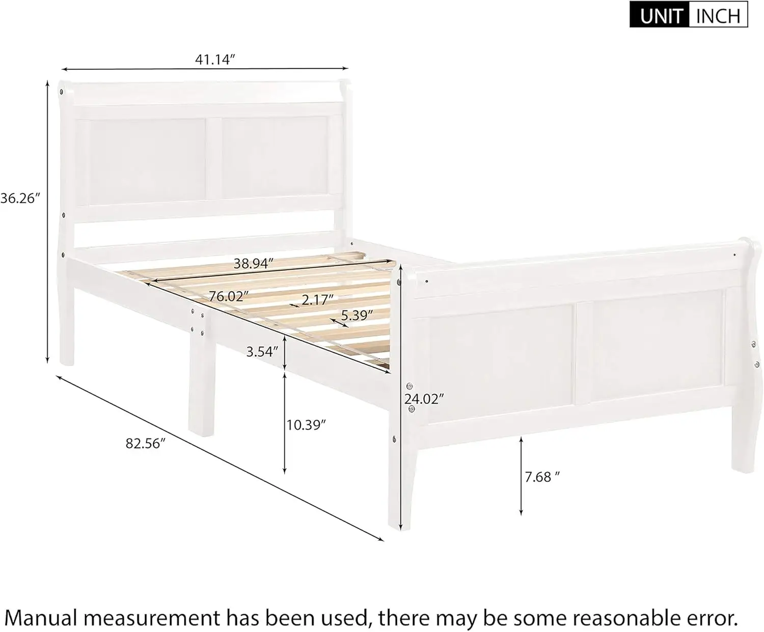 Wood Platform Bed Twin Bed Frame Mattress Foundation Sleigh Bed with Headboard/Footboard/Wood Slat Support