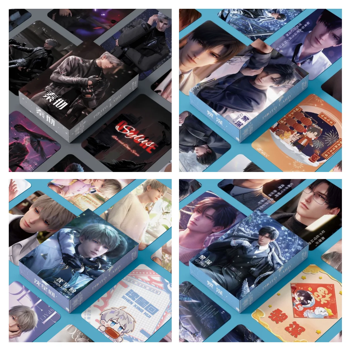 55Pcs Love And Deepspace Game Laser Lomo Card Rafayel Sylus Zayne Xavier Character HD Photo Cards Fans Collection Gift