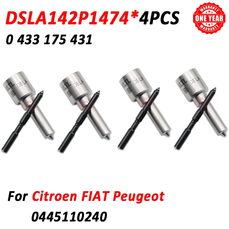 4 piezas DSLA142P1474 0433175431   Inyector de combustible diésel 0445110240   Boquilla DSLA 142 P 1474 para Citroen C5 Peugeot 206 306