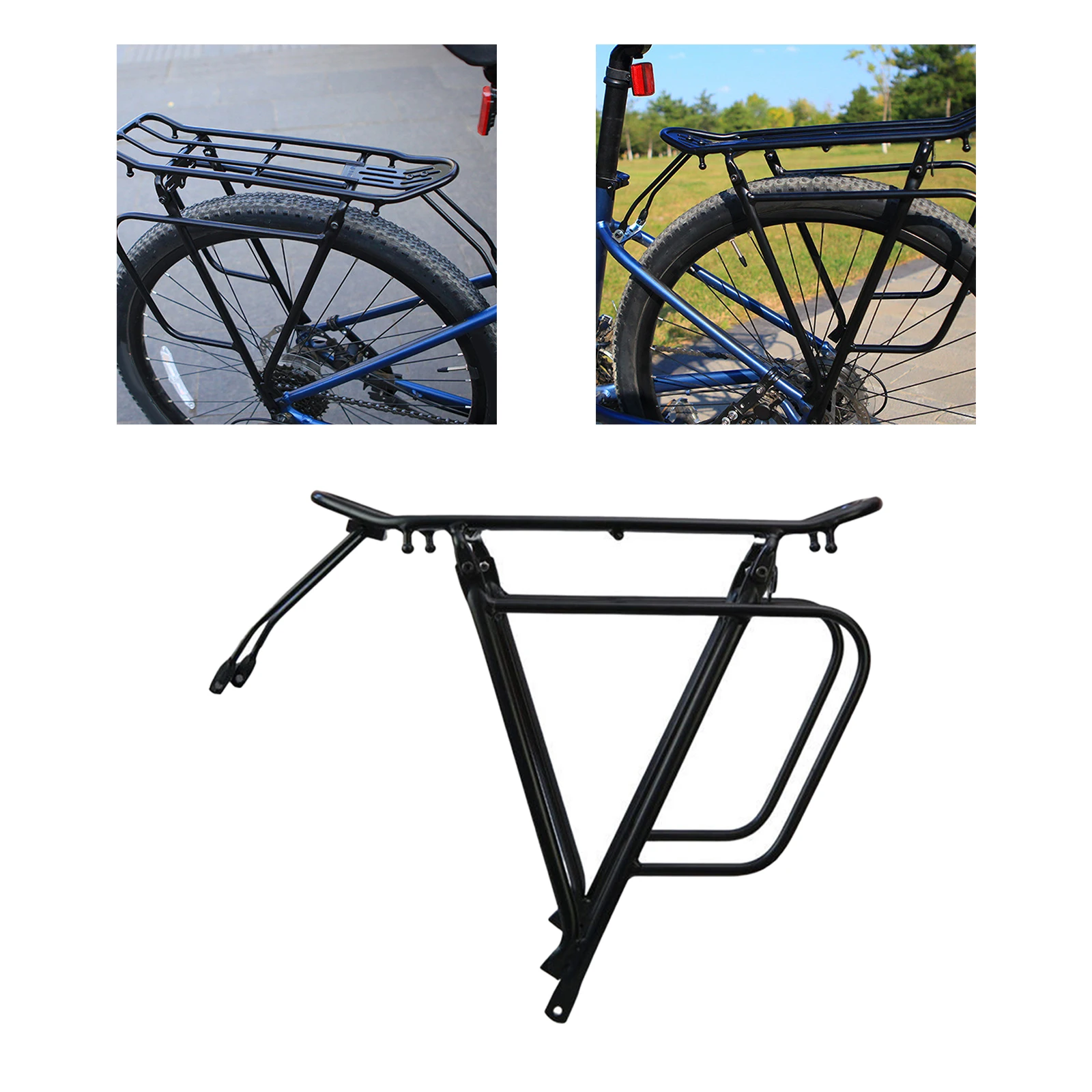 Rear Bike Rack Bicycle Rear Luggage Rack Cargo Rear Rack Shelf Cycling Bag Stand Holder Trunk Portable 75kg Load Capacity