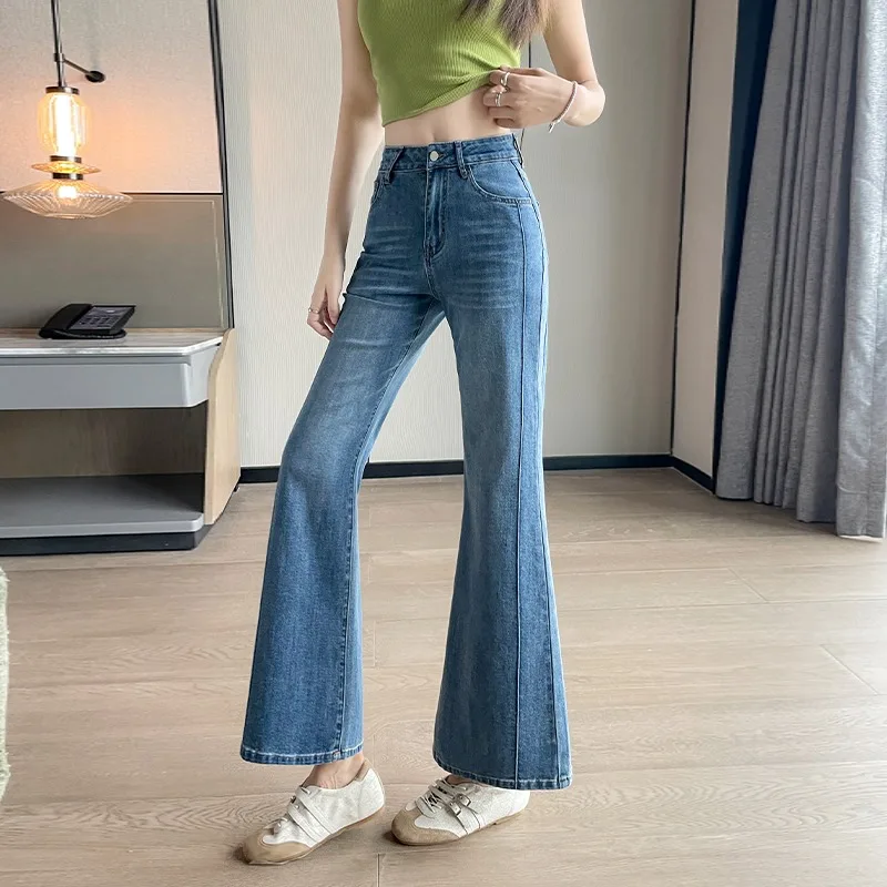 

High Waist Flared Jeans Women's Summer New Style Slimming Not Legging Eighteen Pants Trendy Cotton Stretch Denim Casual Pure ...