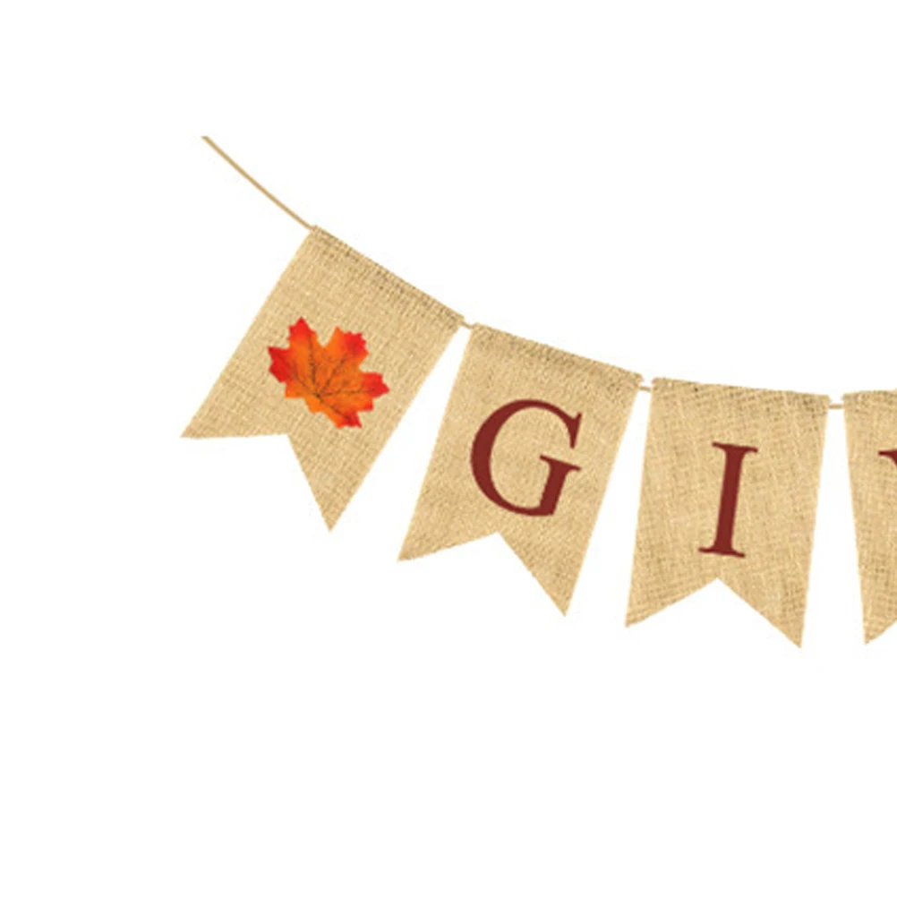 

1pc Pumpkin Flag Maple Leaves Banner for Thanksgiving Party Decoration Reusable Long Time Use Creative Design Photoshoot