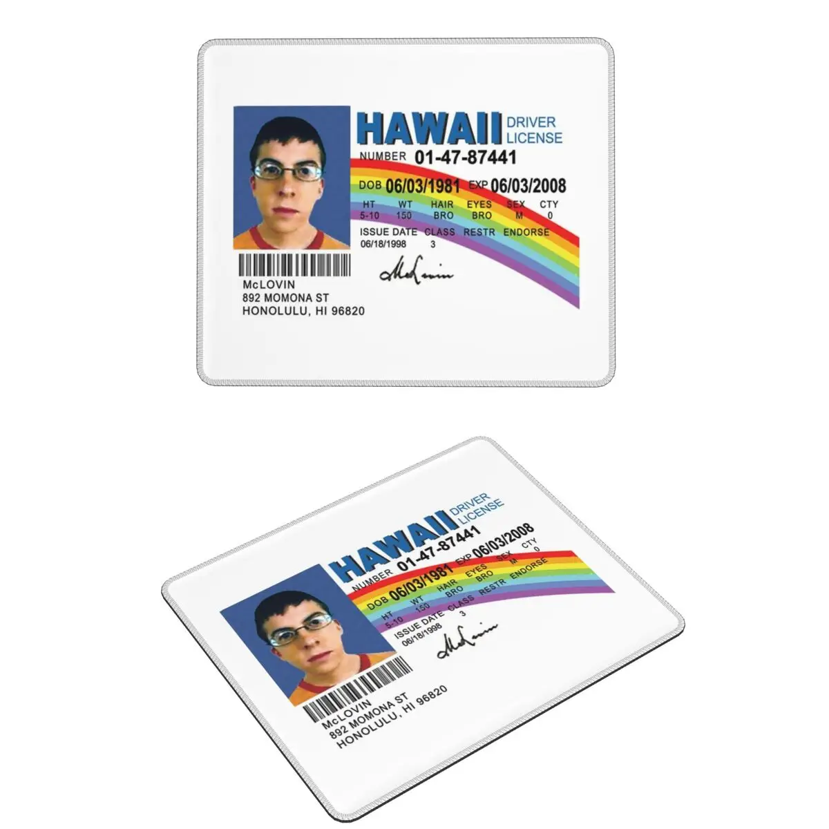 

Коврик для мыши McLovin с правами водителя, компьютерная клавиатура, коврик для мыши, геймерский настольный коврик для ПК, офисные аксессуары, настольные коврики