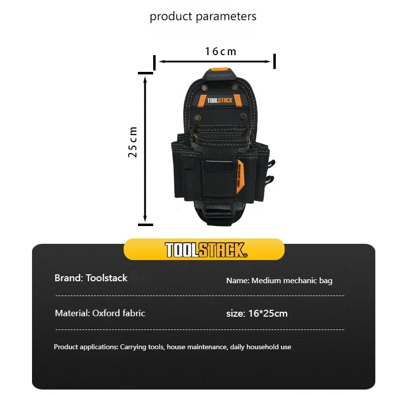 TOOLSTACK 10-Fach Werkzeugtasche Multifunktionale Mehrtaschen-Techniker-Werkzeugtasche Schnelle Langlebige Hängende Hüfttasche – Detail 10