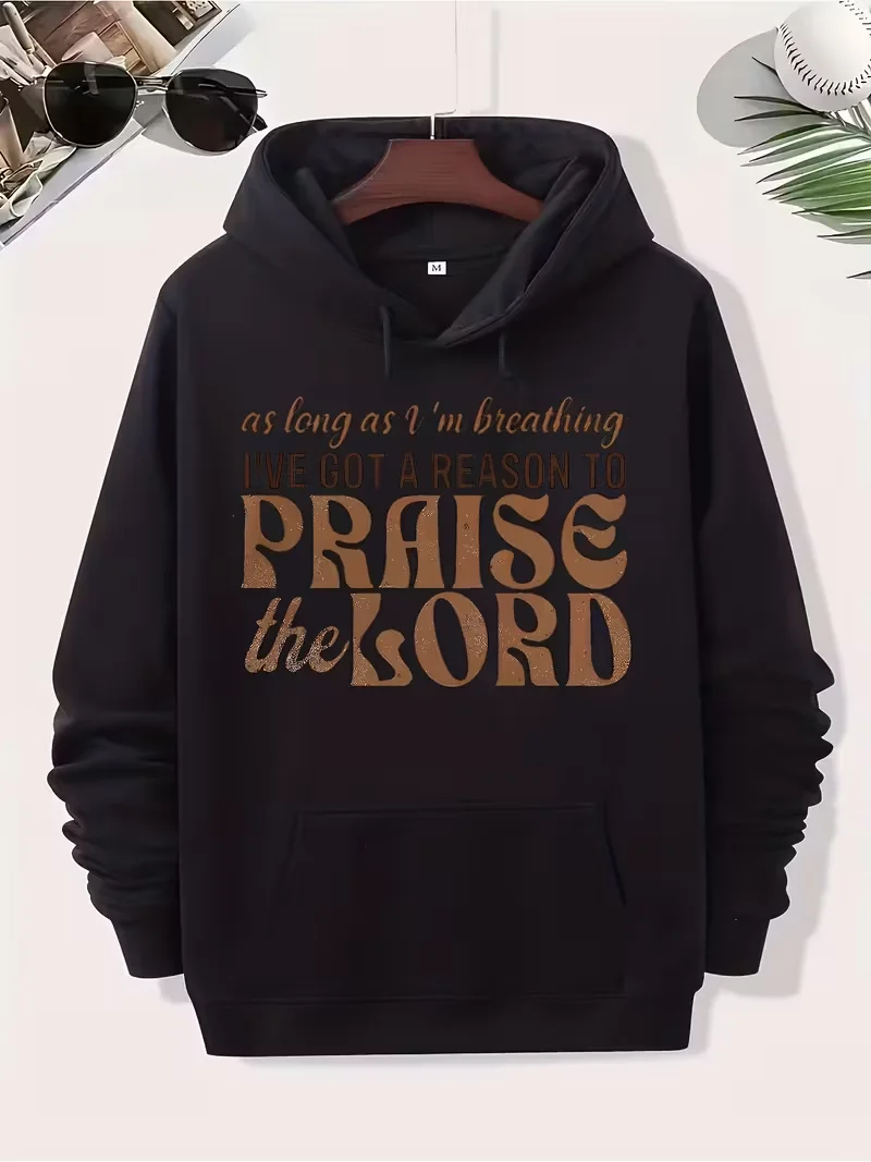 

Men's Loose Fit Hooded Sweatshirt 270g - Funny Graphic Print, Drawstring Hoodies for Everyday Casual Wear, Christmas Long Sleeve