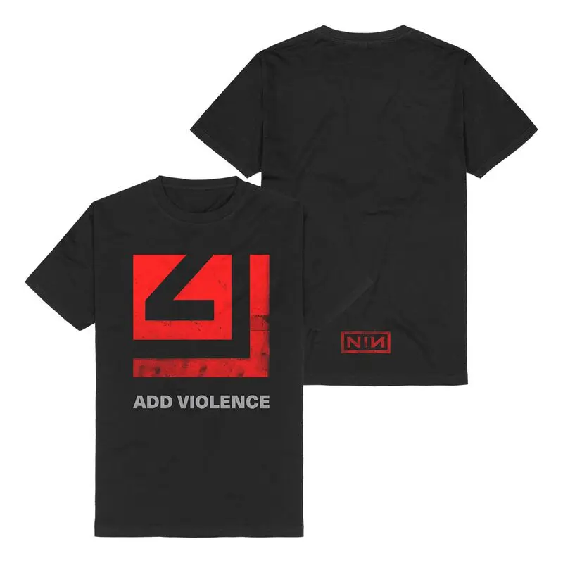 Camiseta Vintage Nine Inch Nails 2026 Add Violence para Homens e Mulheres, Estampa Gráfica de Banda de Metal Rock, 100% Algodão, Top de Verão Streetwear
