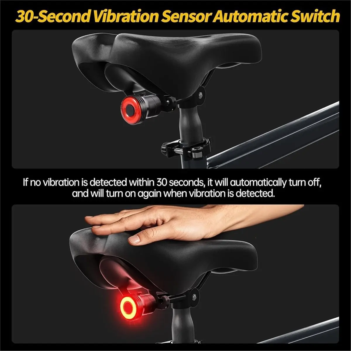 A73T Smart Bike Tail Light, Brake Sensing, Auto on/Off, 5 Lighting Modes, USB C Rechargeable Bicycle Taillight, IP6Waterproof