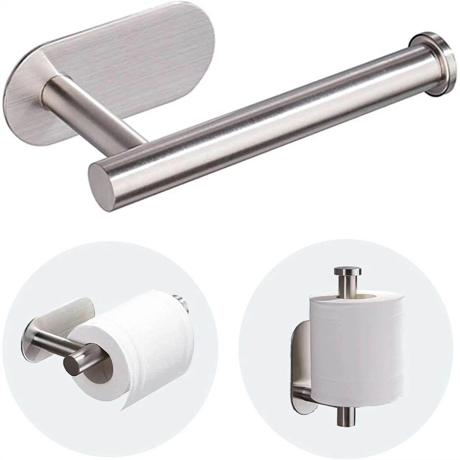 

Self Adhesive Toilet Paper Holder Wall Mount for Bathroom, Stainless Steel Stick On Roll Holder No Drilling, Brushed Nickel