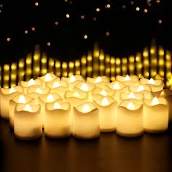 12/24Pcs Flameless LED Candle Wishing Tea Lamp Warm White Home Christmas Party Wedding Decoration Battery-Power Candles Lights