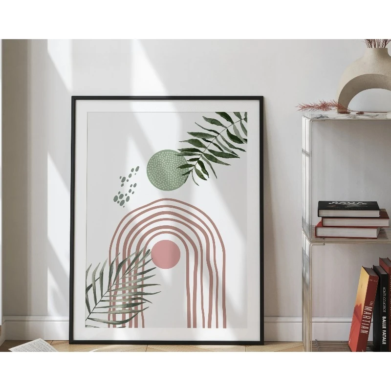 3pcs  frameless Pink Sage Green Abstract Wall Art Posters Bohemian Style Decorative Paintings Wall Art Multiple Suitable for Roo view 5